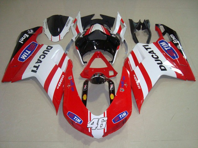 Rot Weiß Tim 46 2007-2014 Ducati 1098 Motorrad Verkleidung